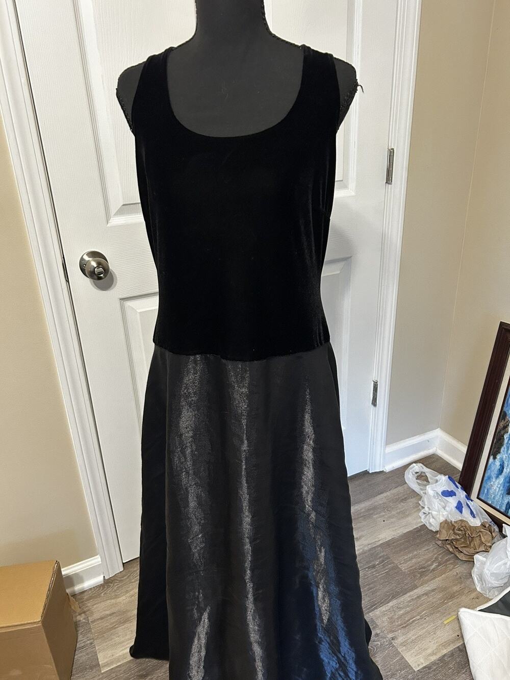 Vtg Crushed Purple Velvet Maxi Dress Witchy Goth Fairy Grunge Whimsigoth Sz 14